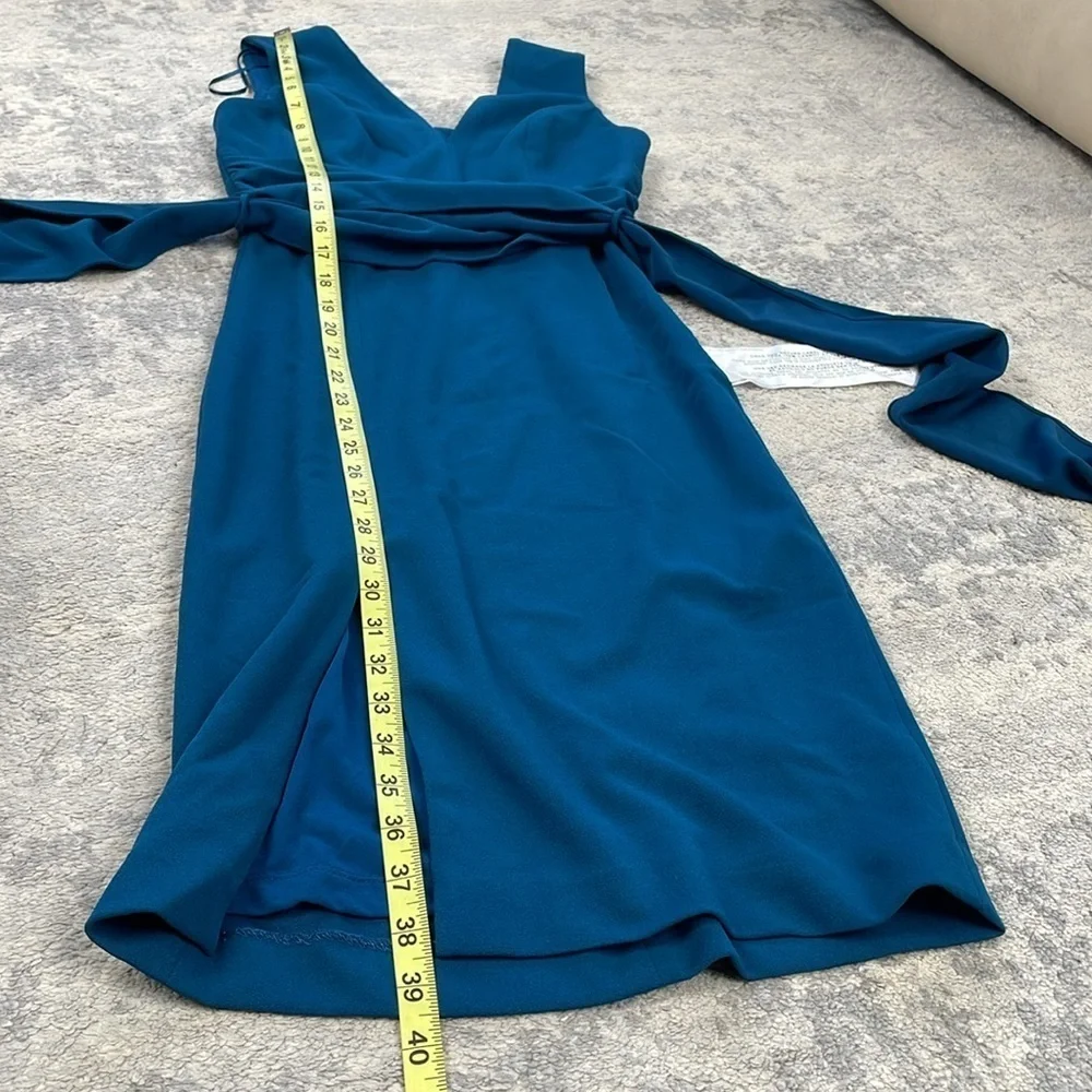 NWT Dress The Population Alessia Dress Peacock Blue Slit Flattering Sz XXS - Picture 11 of 13